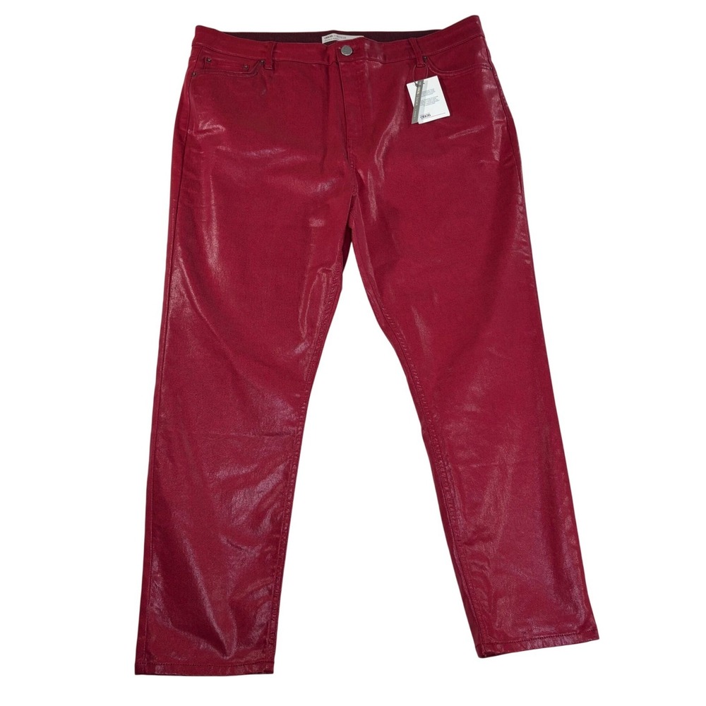 ASOS Curve Denim Red Faux Leather Pants High Rise Women Size US Size 18 NEW